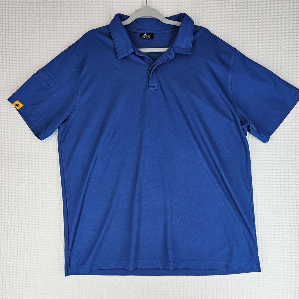 Mens 2X Polo Shirt Short Sleeve Blue EUC